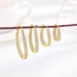 Eavva 14K Real Gold Plated Hoop Earrings For Women Lady Luxury Cubic Zirconia Chunky Earring Popular Jewelry Commemorative Gift