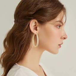 Eavva 14K Real Gold Plated Hoop Earrings For Women Lady Luxury Cubic Zirconia Chunky Earring Popular Jewelry Commemorative Gift