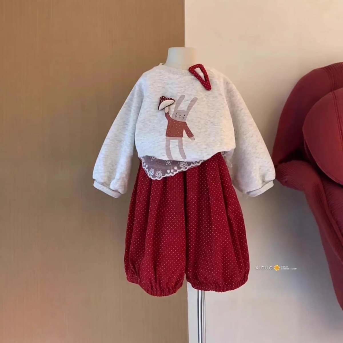 Girls' Korean Style Cartoon Print Sweatshirt & Pants Set Cute Long Sleeve 2-Piece Outfit Versatile New Autumn Casual Wear