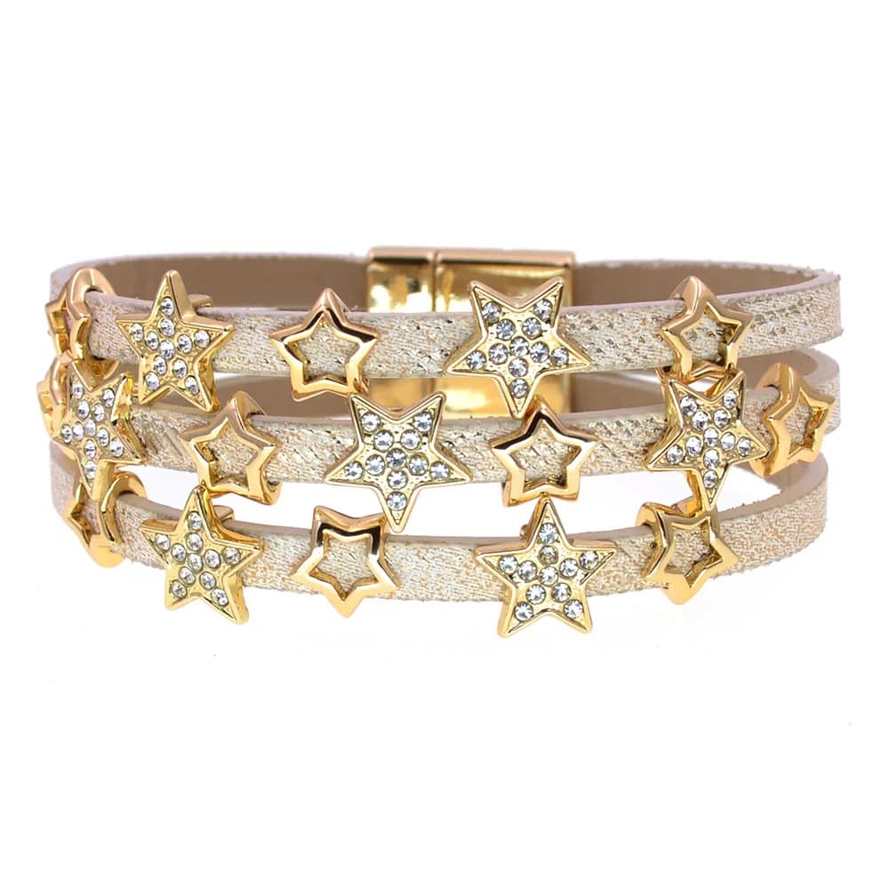 WELLMORE Stars charm bracelets bohemia leather bracelets for women fashion jewelry wholesale