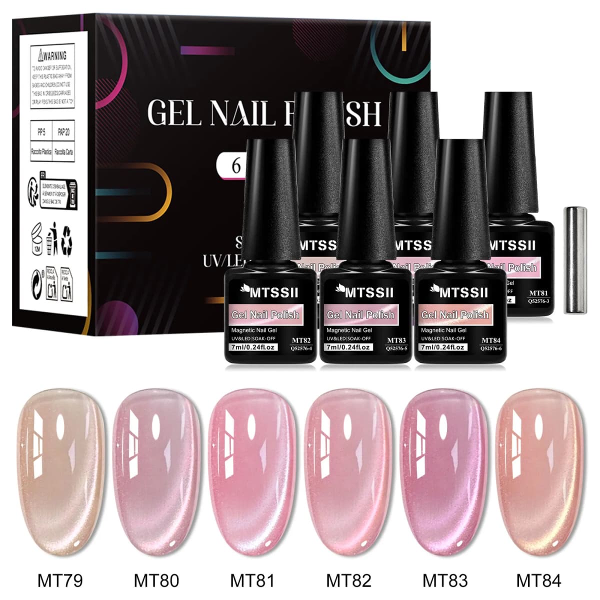 7pcs Pink Story Cat Magnetic Gel Nail Polish Set Nude Pink Gold Light Semi Permanent UV Gel Varnish Soak Off Nail Supplies DIY
