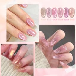 7pcs Pink Story Cat Magnetic Gel Nail Polish Set Nude Pink Gold Light Semi Permanent UV Gel Varnish Soak Off Nail Supplies DIY