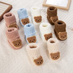 1Pair Cute Bear Newborn Baby Socks Autumn Winter Knitted Birthday Photography Props Boutique Infant Ankle Sock Toddler Stockings