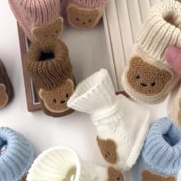 1Pair Cute Bear Newborn Baby Socks Autumn Winter Knitted Birthday Photography Props Boutique Infant Ankle Sock Toddler Stockings