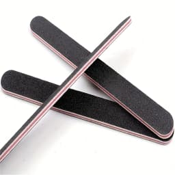 5pcs Double-Sided Grit Nail Files - Black Manicure Pedicure Tools with Red & White Stripes, Unscented Nail Buffing Tools