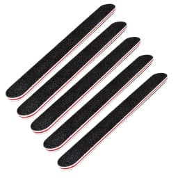 5pcs Double-Sided Grit Nail Files - Black Manicure Pedicure Tools with Red & White Stripes, Unscented Nail Buffing Tools
