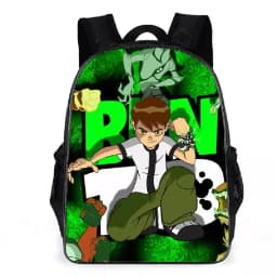 Kid Boy Girl Cartoon Daypack Ben 10 Canvas Bookbag for Student-Back to School Lightweight Backpack Large Knapsack