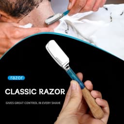 High-Quality Men's Razor, Vintage Manual Razor, Made of Resin and Zinc Alloy, Suitable for Both Men and Women, for Eyebrow Shaping, Beard Trimming, and Neck Shaving, for Home and Professional Use, Professional Hairdressing Tool |   Metal Surface |   Blades Not Included, Valentine's Day, Halloween, Christmas Gifts