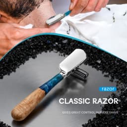 High-Quality Men's Razor, Vintage Manual Razor, Made of Resin and Zinc Alloy, Suitable for Both Men and Women, for Eyebrow Shaping, Beard Trimming, and Neck Shaving, for Home and Professional Use, Professional Hairdressing Tool |   Metal Surface |   Blades Not Included, Valentine's Day, Halloween, Christmas Gifts