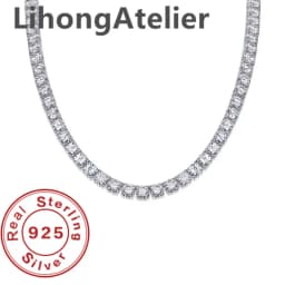 New 925 Sterling Silver Necklace 6mm Aaa Zircon Tennis Necklace Suitable For Women And Men Jewelry Gift