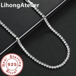 New 925 Sterling Silver Necklace 6mm Aaa Zircon Tennis Necklace Suitable For Women And Men Jewelry Gift
