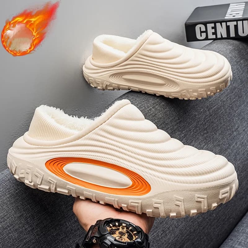 Men's and Women's New Waterproof Indoor and Outdoor Thickened Autumn and Winter Cotton Slippers, Non-Slip, Wear-Resistant, Warm