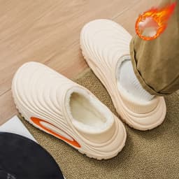 Men's and Women's New Waterproof Indoor and Outdoor Thickened Autumn and Winter Cotton Slippers, Non-Slip, Wear-Resistant, Warm