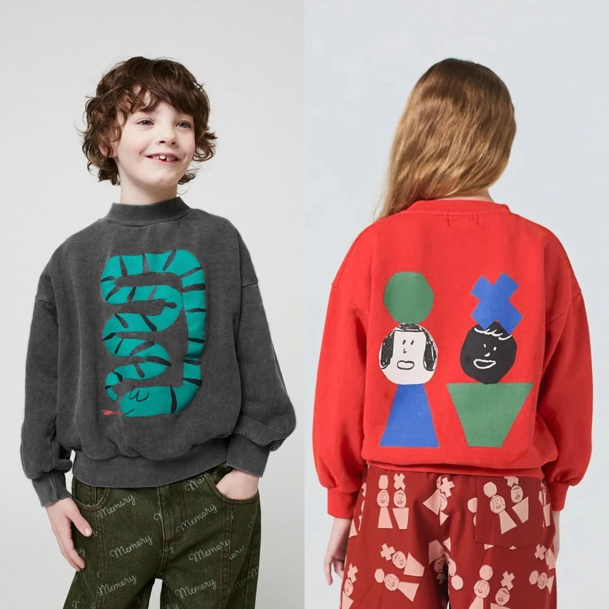 2025AW Kids Sweatshirt Cotton Long Sleeve Ribbed Cuffs Loose Fit Baby Girls Tops 2-10 Years Boys Snake Sweatshirts