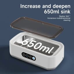 TINSOL 49KHZ High-Frequency Ultrasonic Cleaner 650ml Mini Vibration Cleaning Machine Suitable for Glasses Jewelry and Dentures