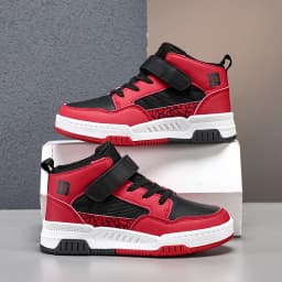 A pair of children's four-season leather high-top sports shoes, durable and fashionable sneakers, sizes 28-36,YZ-8888