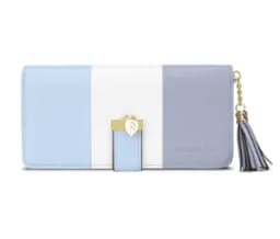 Pomelo Best Tri‑Color Women's Wallet PU Leather Long Zipper RFID Blocking Large Capacity 9 Card Slots Tassel Pendant Fits Phone