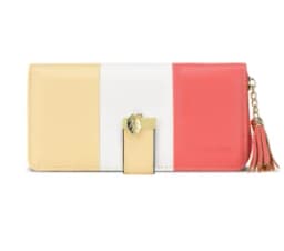 Pomelo Best Tri‑Color Women's Wallet PU Leather Long Zipper RFID Blocking Large Capacity 9 Card Slots Tassel Pendant Fits Phone