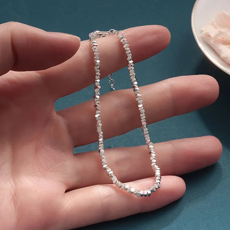 925 Sterling Silver Irregular Chain Ball Hand Bracelets For Women Elegant Vintage Party Jewelry Party Jewellery Argent 925