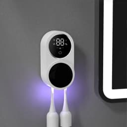 Toothbrush Sterilizer, Wall Mounted Toothbrush Holder, Automatic Sensing Toothbrush Storage Rack, with 2 Brush Slots