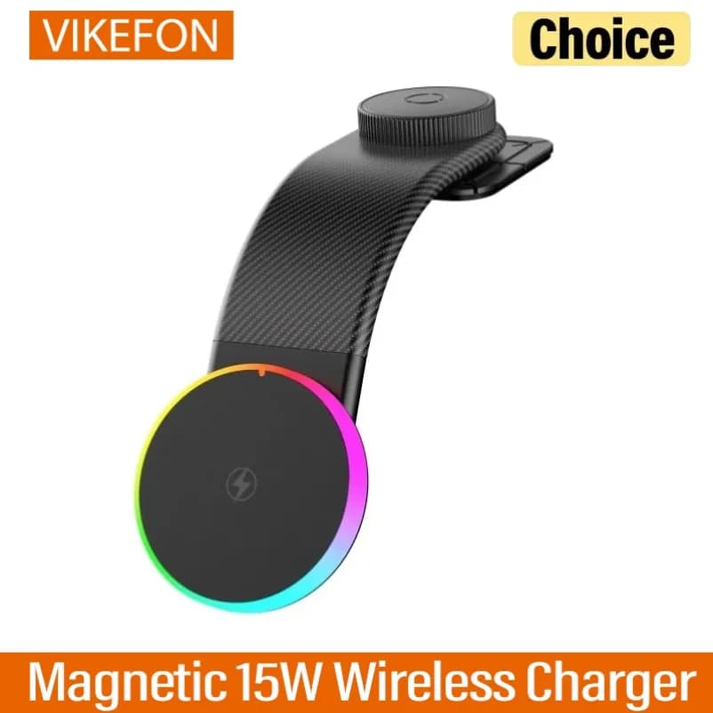 Dashboard Self-adhesive Car Magnetic 15W Wireless Charger Phone Holder Stand For iPhone 17 Samsung Xiaomi Fast Charging Station