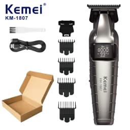 KM-1807 Professional Hair Trimmer by Kome USB Rechargeable Cordless Hair Clippers for Men with LCD Display Hair Cutting Machine