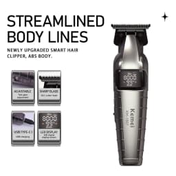 KM-1807 Professional Hair Trimmer by Kome USB Rechargeable Cordless Hair Clippers for Men with LCD Display Hair Cutting Machine