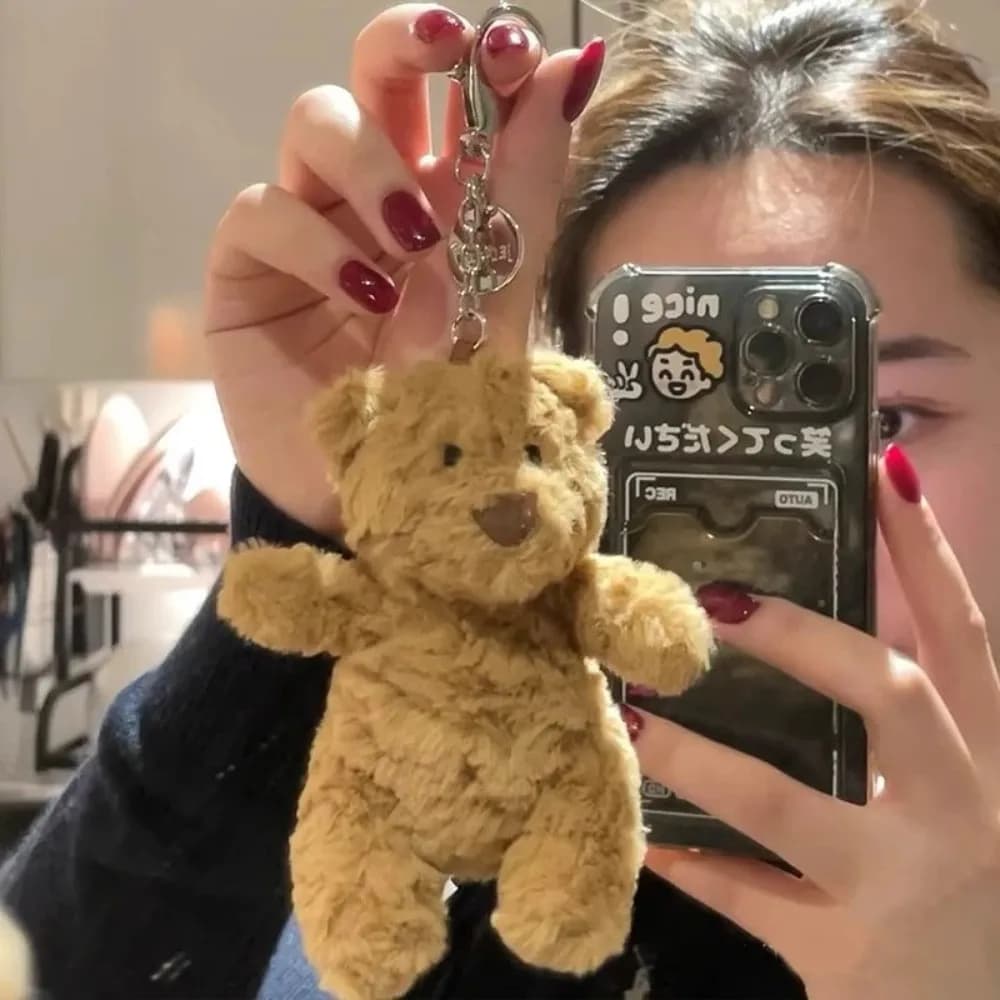 Barcelona Bear Plush Toy Keychain Mini Cute Stuffed Bear Doll Pendant Gift for Girlfriend