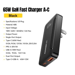 Essager Ultra Thin 65W GaN Pro Travel Charger Quick Charge 4.0 PD3.0 Portable Type C Charger For iPhone Samsung Macbook Laptop