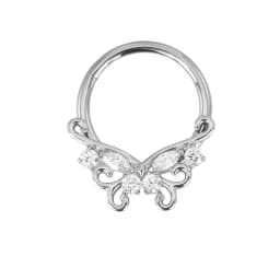 ASTM F136 Titanium Nose Rings PIERC Butterfly/heart/Marquise CZ Ring Hoop EAR Hinged Clicker Earring Labret Tragus Body Piercing