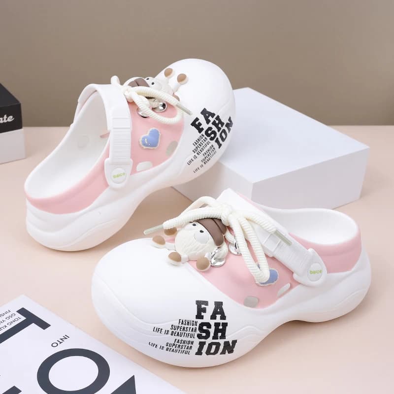 Women's 2025 EVA Platform Clogs - Closed-Toe Lace-Up Beach Sandals, Non-Slip Summer Slippers