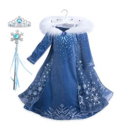 Girls Cosplay Frozen Elsa Princess Dress Children Winter Fill Sleeve Snow Queen Costume Kids Carnival Birthday Party Dresses