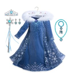 Girls Cosplay Frozen Elsa Princess Dress Children Winter Fill Sleeve Snow Queen Costume Kids Carnival Birthday Party Dresses
