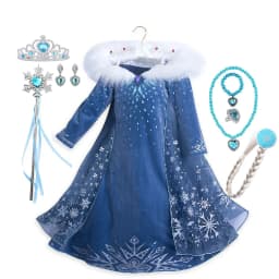 Girls Cosplay Frozen Elsa Princess Dress Children Winter Fill Sleeve Snow Queen Costume Kids Carnival Birthday Party Dresses