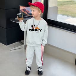 2026 Spring Children Side Stripe Trousers Sets Kids Casual Tracksuit Boys O Neck Hoodies and Long Pant Two Piece New Style