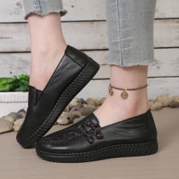 Women's Leather Flat Shoes, Spring and Autumn Women's Loafers, Single Classic Mom Shoes, Anti-Slip Comfortable and Free Shipping