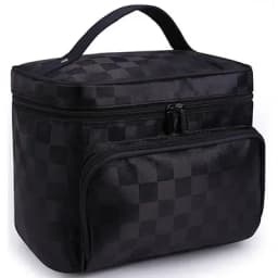 Lattice Big Cosmetic Bag Women Stripe Waterproof Professional Toiletry Kit Wash Necessaire Travel Organizer Make up Box SZL61