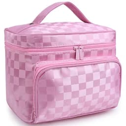 Lattice Big Cosmetic Bag Women Stripe Waterproof Professional Toiletry Kit Wash Necessaire Travel Organizer Make up Box SZL61