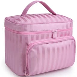 Lattice Big Cosmetic Bag Women Stripe Waterproof Professional Toiletry Kit Wash Necessaire Travel Organizer Make up Box SZL61