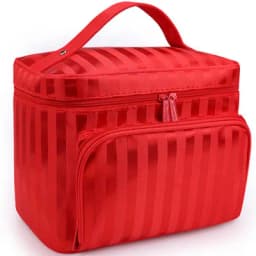 Lattice Big Cosmetic Bag Women Stripe Waterproof Professional Toiletry Kit Wash Necessaire Travel Organizer Make up Box SZL61
