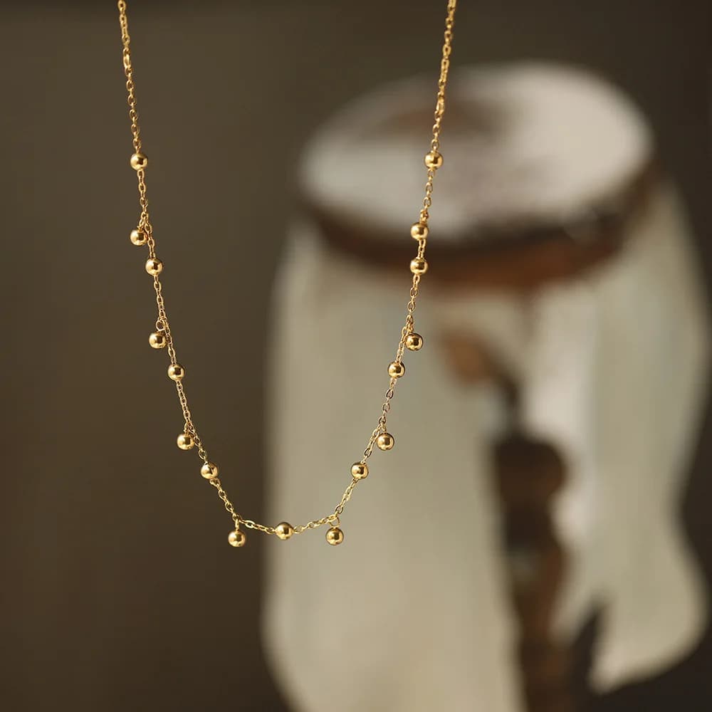 316L Gold Bean Tassel Necklace Waterproof Gold Plated Stainless Steel Choker High Quality Fashion Jewelry Gifts For Ladies