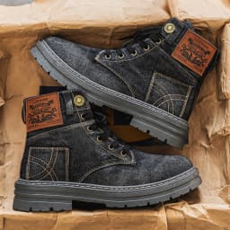 Men's Fashionable Canvas Denim Boots Breathable Outdoor Climbing Boots Versatile Stylish Casual Boot Footwear
