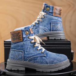 Men's Fashionable Canvas Denim Boots Breathable Outdoor Climbing Boots Versatile Stylish Casual Boot Footwear
