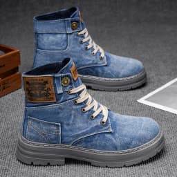 Men's Fashionable Canvas Denim Boots Breathable Outdoor Climbing Boots Versatile Stylish Casual Boot Footwear