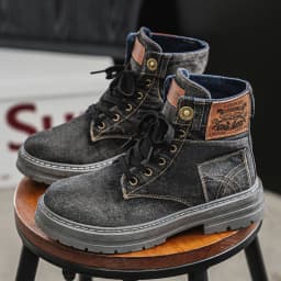 Men's Fashionable Canvas Denim Boots Breathable Outdoor Climbing Boots Versatile Stylish Casual Boot Footwear