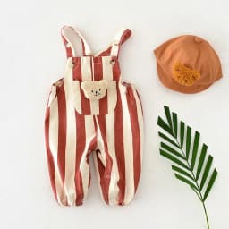 Striped Baby One Piece Rompers 2026 Spring New Infant Baby Overalls Bear Doll Infant Girls Jumpsuits Boys Bottoms Outfit