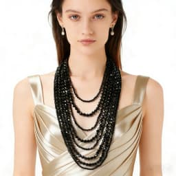 Multi-Layer Bohemian Style Black Beaded Necklace for Women Fashionable Personality Cross-Border Jewelry Accessory