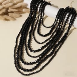 Multi-Layer Bohemian Style Black Beaded Necklace for Women Fashionable Personality Cross-Border Jewelry Accessory