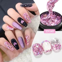 7pcs Glitter Sequins Gel Nail Polish Set Pink Silver Laser Glitter Semi Permanent Soak Off UV Gel Varnish Manicure Nail Supplies