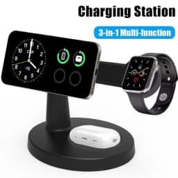 3 In 1 Magnetic Wireless Charger Stand for iPhone 17 16 15 14 Pro Max Apple Watch 9 8 AirPods Phone Holder Fast Charging Station